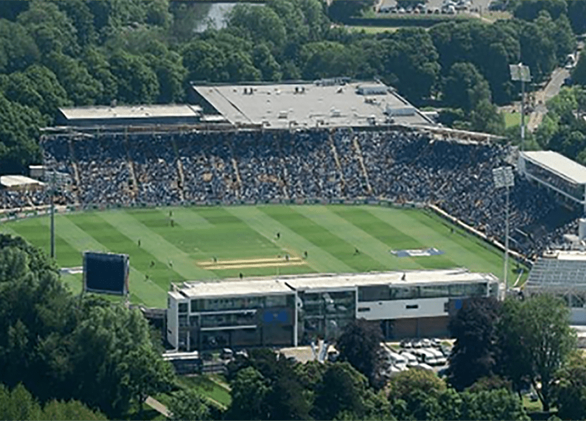 Aerial photo of Glamorgan County Cricket ground Sophia Gardens